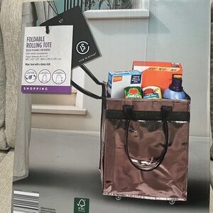 Foldable Rolling Tote - Rose gold